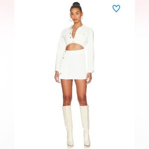 superdown Mika Button Front Dress White Denim - Small